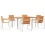 Juego de Comedor de Jardín de 7 Piezas Madera Sólida de Acacia, Mesa de Comedor Exterior 150x90x75 cm Madera Sólida de Acacia...
