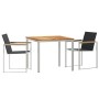 Set de Comedor de Jardín de 3 Piezas en Madera Sólida de Teca, Mesa de Comedor Exterior 90x90x74.5 cm de Madera Sólida de Tec...