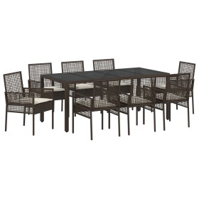 Juego de comedor de jardín de 9 piezas en ratán sintético marrón de , Sillas de jardín - Ref: Foro24-3334868, Precio: 639,99 €