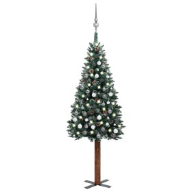 Slim artificial Christmas tree with LEDs and green balls 210 cm by vidaXL, Christmas trees - Ref: Foro24-3077913, Price: 94,8...