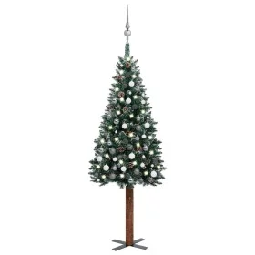 Slim artificial Christmas tree with LEDs and green balls 210 cm by vidaXL, Christmas trees - Ref: Foro24-3077913, Price: 94,9...