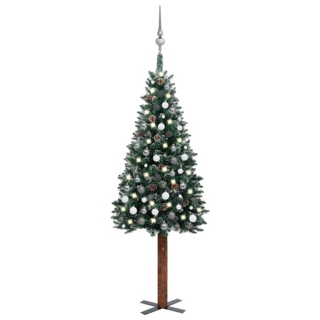 Slim artificial Christmas tree with LEDs and green balls 210 cm by vidaXL, Christmas trees - Ref: Foro24-3077913, Price: 94,8...