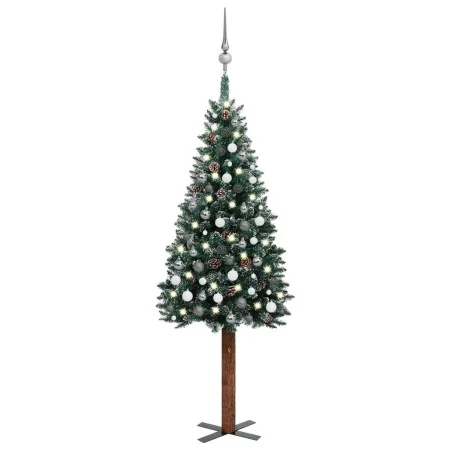 Slim artificial Christmas tree with LEDs and green balls 210 cm by vidaXL, Christmas trees - Ref: Foro24-3077913, Price: 94,9...