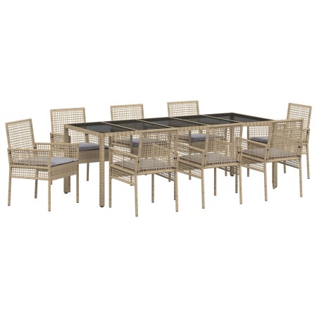 Juego de comedor de jardín de 9 piezas Beige Poliratán von , Gartenstühle - Ref: Foro24-3334885, Preis: 615,88 €, Rabatt: %