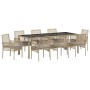 Juego de comedor de jardín de 9 piezas Beige Poliratán von , Gartenstühle - Ref: Foro24-3334885, Preis: 615,88 €, Rabatt: %