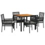 Juego de Comedor Set de 4 Negro Metal, Ratán Duradero by , Garden chairs - Ref: Foro24-3334902, Price: 335,39 €, Discount: %