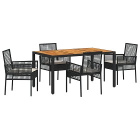 Juego de Comedor de Jardín de 5 Piezas con Cojines Negro Polirratán von , Gartenstühle - Ref: Foro24-3334903, Preis: 394,74 €...