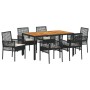 Conjunto de Comedor de Jardín de 7 Piezas con Cojines Negro Polirratán by , Garden chairs - Ref: Foro24-3334904, Price: 485,2...