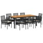 Conjunto de Comedor de Jardín de 9 Piezas con Cojines Negros de Rattan Sintético by , Garden chairs - Ref: Foro24-3334906, Pr...