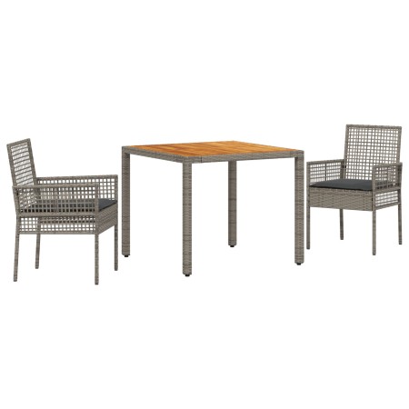Juego de Comedor de Jardín de 3 Piezas con Cojines Gris Poliratán by , Garden chairs - Ref: Foro24-3334909, Price: 215,50 €, ...