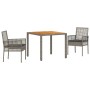 Juego de Comedor de Jardín de 3 Piezas con Cojines Gris Poliratán by , Garden chairs - Ref: Foro24-3334909, Price: 215,50 €, ...