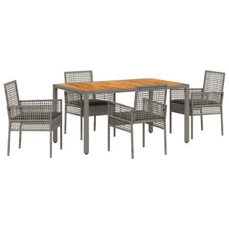 Conjunto de Comedor de Jardín de 5 Piezas con Cojines Gris Poliratán von , Gartenstühle - Ref: Foro24-3334911, Preis: 400,12 ...