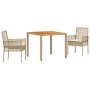 Juego de Comedor de Jardín de 3 Piezas con Cojines Beige de Ratán Poliéster by , Garden chairs - Ref: Foro24-3334917, Price: ...