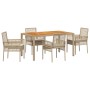 Juego de Comedor de Jardín de 5 Piezas con Cojines Beige de Ratán Poliéster von , Gartenstühle - Ref: Foro24-3334919, Preis: ...