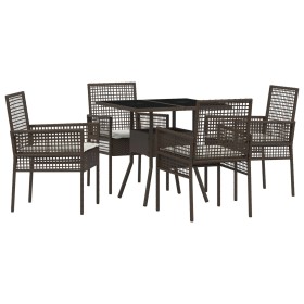 Conjunto de Comedor de Jardín de 5 Piezas Marrón de Ratán Sintético by , Garden chairs - Ref: Foro24-3334926, Price: 296,74 €...