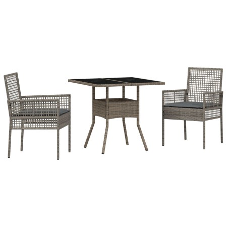 Set de Comedor de Jardín de 3 Piezas en Ratán Poliéster Gris by , Garden chairs - Ref: Foro24-3334927, Price: 176,51 €, Disco...