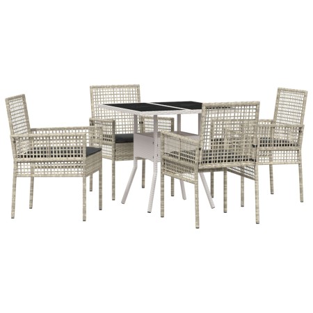Conjunto de Comedor de Jardín de 5 Piezas en Ratán Sintético Gris Claro von , Gartenstühle - Ref: Foro24-3334934, Preis: 291,...