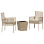 Conjunto de Bistro de Jardín de 3 Piezas con Cojines Beige de Poliratán von , Gartenstühle - Ref: Foro24-3334959, Preis: 149,...