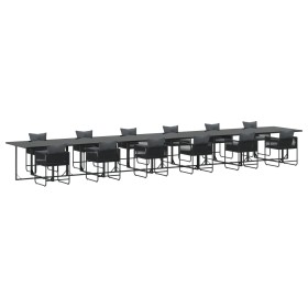 Set de Comedor de Jardín de 18 Piezas de con Cojines de Acero y Ratán Natural by , Garden sets - Ref: Foro24-3335877, Price: ...