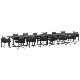 Conjunto de Comedor de Jardín de 19 Piezas con Cojines de Acero Negro y Ratán Sintético von , Gartensets - Ref: Foro24-333588...