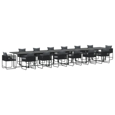 Conjunto de Comedor de Jardín de 19 Piezas con Cojines de Acero Negro y Ratán Sintético von , Gartensets - Ref: Foro24-333588...
