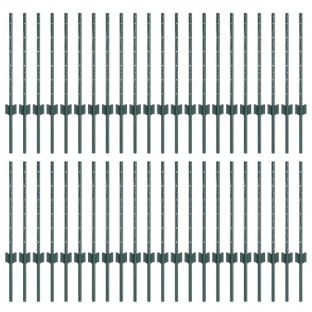 Postes de cercas 44 pcs U-Channel Verde 100 cm Acero de , Postes de cerca - Ref: Foro24-3335915, Precio: 124,50 €, Descuento: %