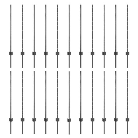 Postes de Cerca 44 pcs en U Gris 140 cm Acero