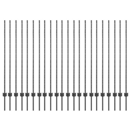 Postes de cerca 44 pcs U-Channel Gris 180 cm Acero de , Postes de cerca - Ref: Foro24-3335940, Precio: 123,18 €, Descuento: %