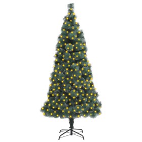 Árbol de Navidad con luces y soporte PET verde 210 cm