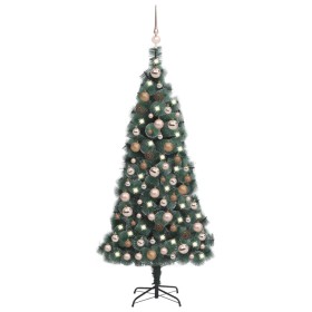 Árbol de Navidad con LED y bolas PVC&PE verde 150 cm