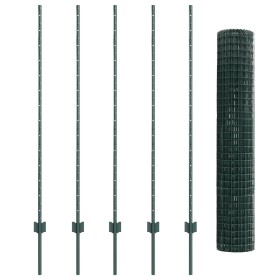 Valla Euro con 5 Postes U Verde 1.4x10 m Acero by , fence posts - Ref: Foro24-3335969, Price: 99,00 €, Discount: %
