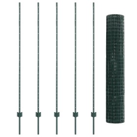 Cerca Euro con 5 postes U Verde 1.6x10 m Acero de , Postes de cerca - Ref: Foro24-3335971, Precio: 108,52 €, Descuento: %