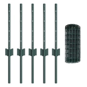 Cerca Euro con 5 postes en U Verde 0,4x10 m Metal by , fence posts - Ref: Foro24-3335972, Price: 41,90 €, Discount: -5%%