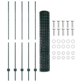 Valla Euro con 5 postes U verdes de 1.6x10 m de acero by , fence posts - Ref: Foro24-3335979, Price: 103,82 €, Discount: %