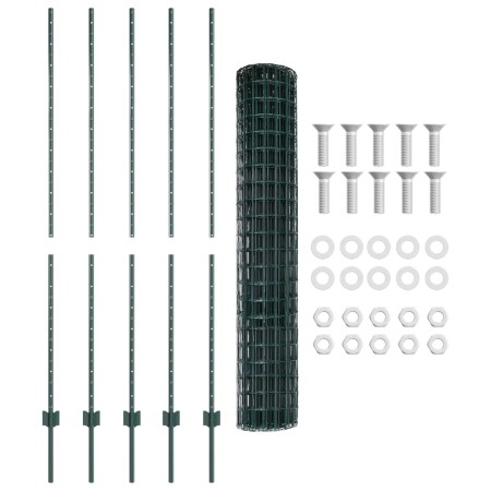 Valla Euro con 5 postes U verdes de 1.6x10 m de acero de , Postes de cerca - Ref: Foro24-3335979, Precio: 88,12 €, Descuento: %