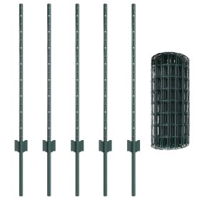 Valla Euro con 5 Postes U Verde 0.8x10 m de Acero von , Zaunpfosten - Ref: Foro24-3335982, Preis: 57,23 €, Rabatt: -5%%