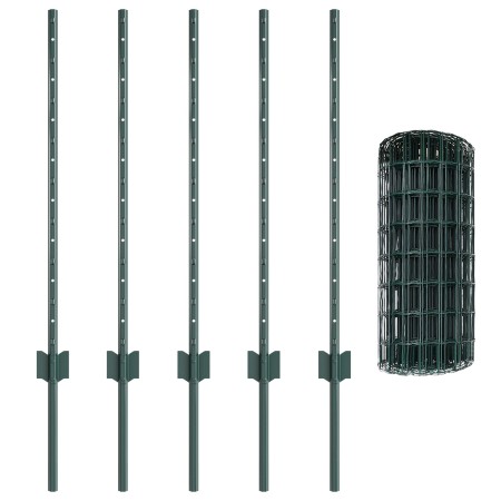 Valla Euro con 5 Postes U Verde 0.8x10 m de Acero de , Postes de cerca - Ref: Foro24-3335982, Precio: 50,87 €, Descuento: %