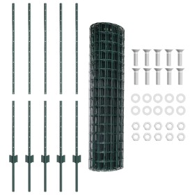 Valla Euro con 5 postes en U Verde 1.2x10 m Acero by , fence posts - Ref: Foro24-3335984, Price: 78,63 €, Discount: %