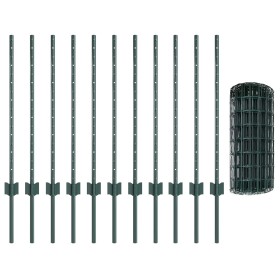 Valla Euro con 11 postes U Verde 0,8x25 m Acero by , fence posts - Ref: Foro24-3336016, Price: 112,11 €, Discount: %