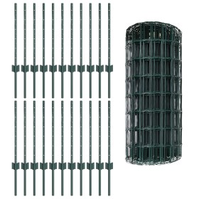 Cercado Euro con 22 postes U Verde 0,6x50 m Acero