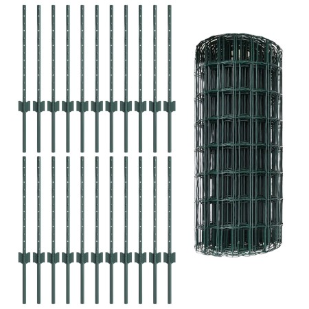 Cercado Euro con 22 postes U Verde 0,6x50 m Acero de , Postes de cerca - Ref: Foro24-3336036, Precio: 129,16 €