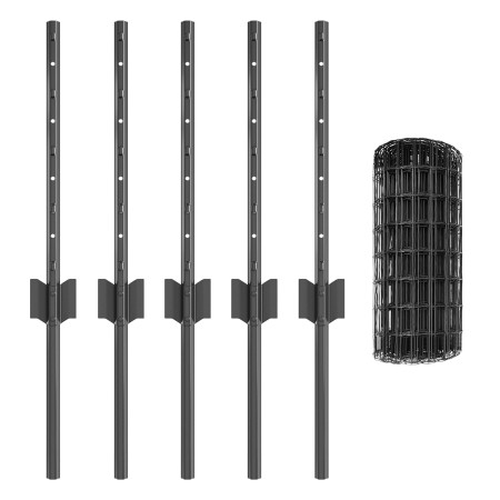 Cerca Euro con 5 Postes U Gris 0.4x10 m Acero de , Postes de cerca - Ref: Foro24-3336078, Precio: 36,74 €, Descuento: %
