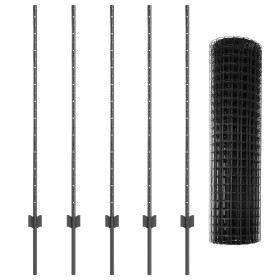 Valla Euro de con 10 postes en U Gris 1.2x10 m de Acero by , fence posts - Ref: Foro24-3336090, Price: 76,25 €, Discount: %