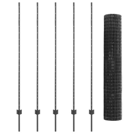 Cerca Euro con 10 postes U Gris 1.5x10 m Acero de , Postes de cerca - Ref: Foro24-3336092, Precio: 79,50 €, Descuento: %