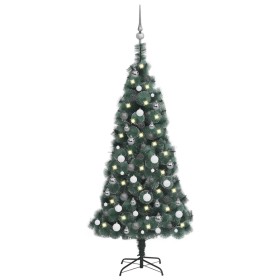 Árbol de Navidad artificial LEDs y bolas PVC&PE verde 150 cm