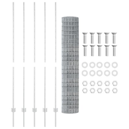 Cerca Euro con 10 postes U Plata 1,5x10 m Acero de , Postes de cerca - Ref: Foro24-3336158, Precio: 116,97 €