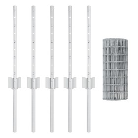 Cerca Euro con 5 postes en U Plata 0,4x10 m Acero von , Zaunpfosten - Ref: Foro24-3336160, Preis: 49,01 €, Rabatt: %