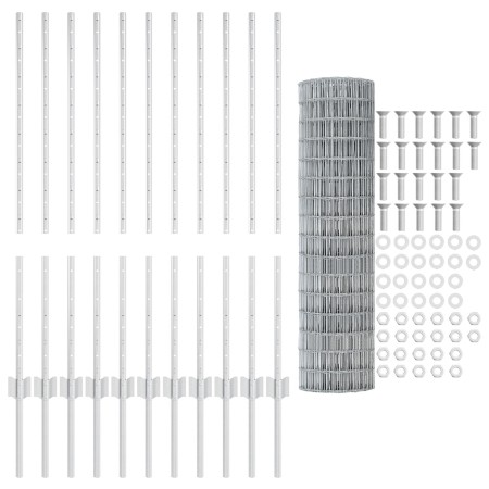 Cercas Euro con 22 postes U Plata 1x25 m Acero de , Postes de cerca - Ref: Foro24-3336194, Precio: 168,98 €, Descuento: %