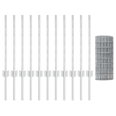 Euro Valla con 11 Postes U Plata 0,6x25 m Acero de , Postes de cerca - Ref: Foro24-3336223, Precio: 120,55 €, Descuento: %