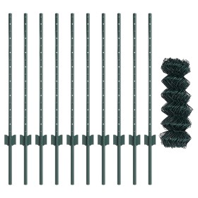 Cerca de Cadena con 10 Estacas U Verde 0.8x10 m Acero by , fence posts - Ref: Foro24-3336231, Price: 92,01 €, Discount: %